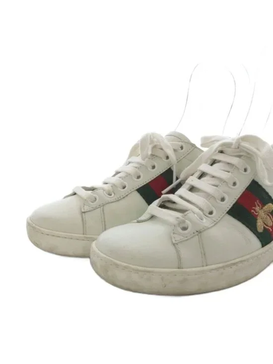 Gucci Ace Embroidered Sneakers Low Cut Leather 35 White - Picture 5 of 9